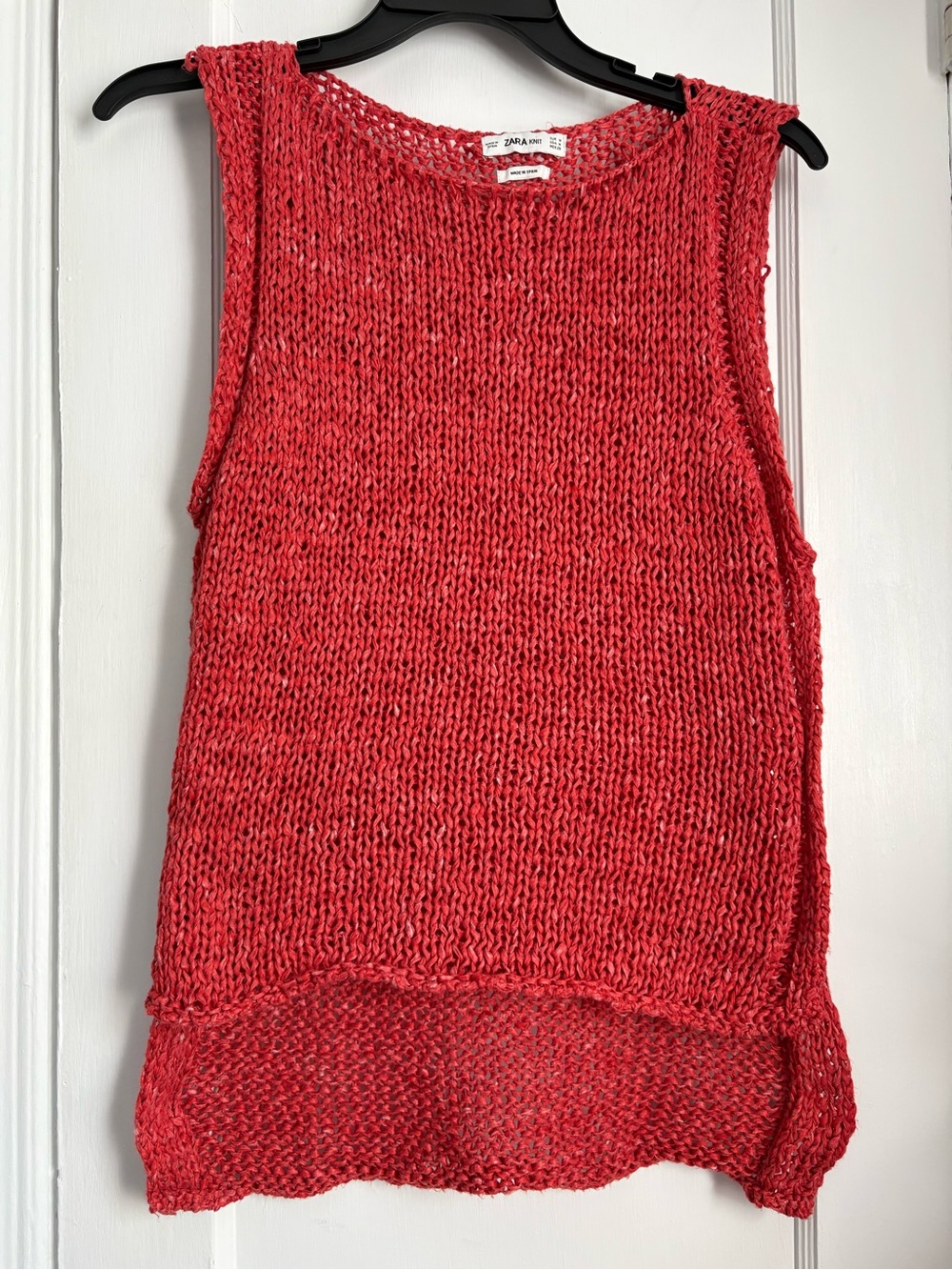Zara Coral Open-Weave Sleeveless Knit Top, Sz: M